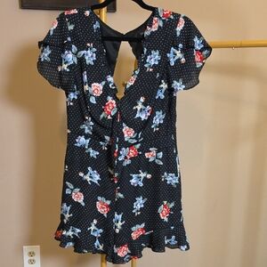 City Studio Black Dress with Red and Light Blue Floral Print